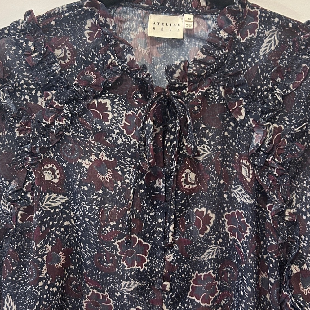 Atelier Rêve Sheer Patterned Blouse - Picture 4 of 4